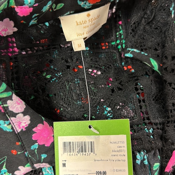 🔥🔥🔥NEW Kate Spade Greenhouse Lace Yoke Floral Cotton Silk Blended Blouse - Picture 15 of 16